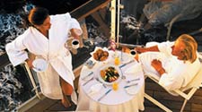 Enjoying breakfast on balcony of stateroom
